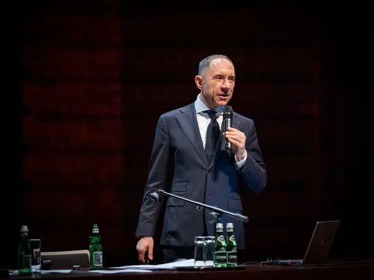 Prof. dr hab. Krystian Kiełb podczas przem&oacute;wienia wyborczego