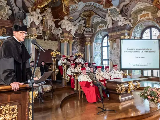 Speaker: Prof. Dr. hab. Andrzej Rokita from the Academy of Physical Education in Wrocław delivers the inaugural lecture entitled: The importance of physical activity in human development and its role in education