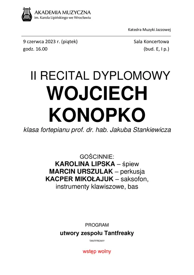 II Recital Dyplomowy Wojciecha Konopko